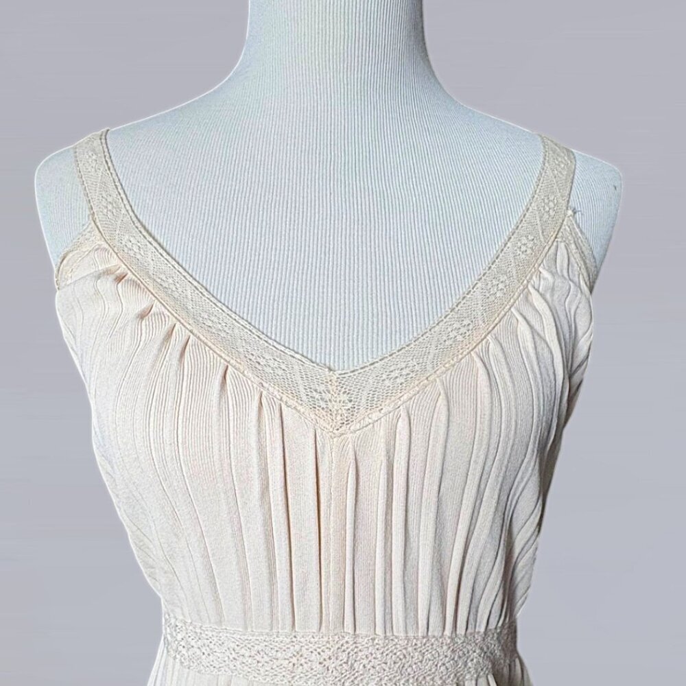 Zara Sleeveless Knit V-Neck Dress Off White Size Small - Picture 3 of 10